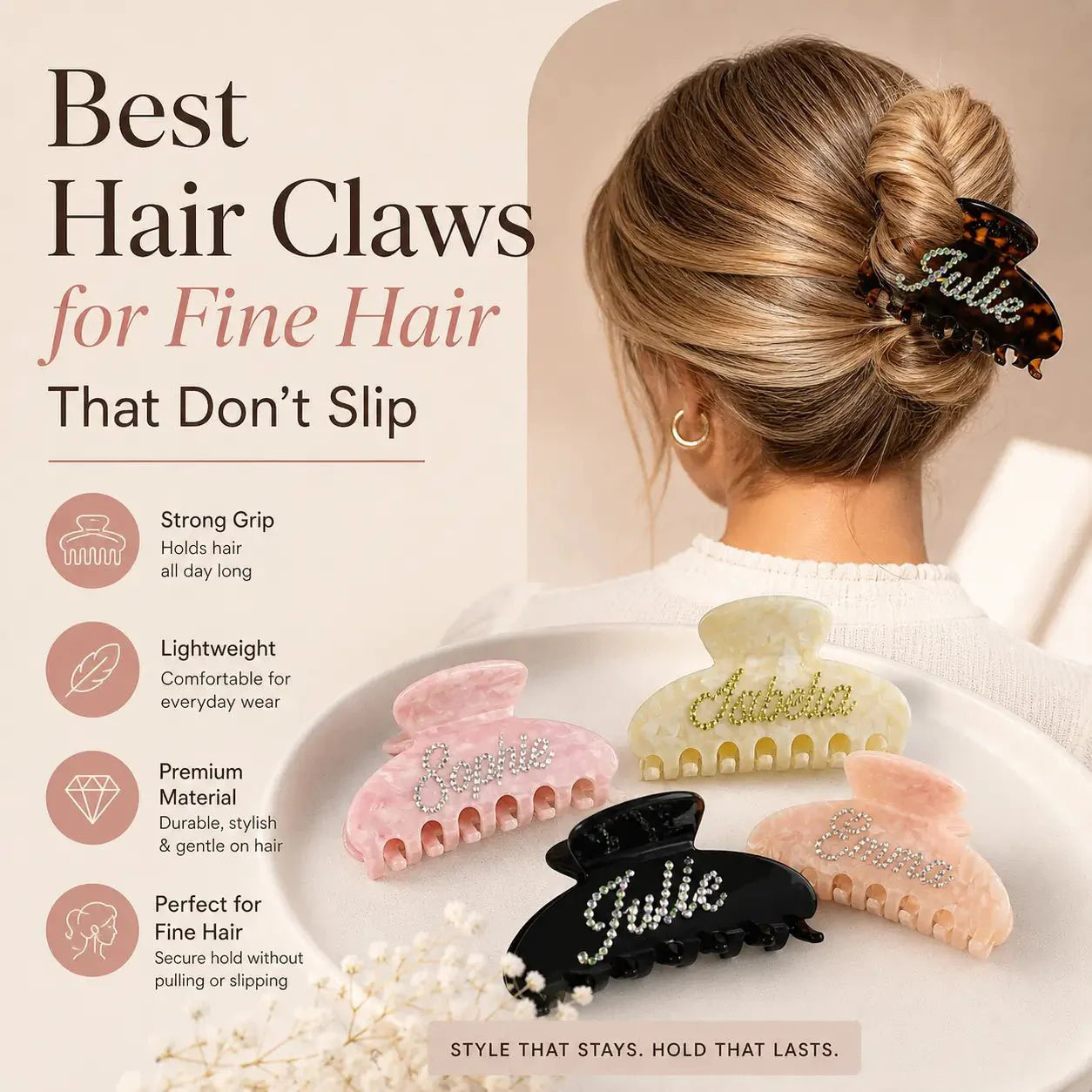 Best Hair Claws for Fine Hair That Don’t Slip - LioraCatcher
