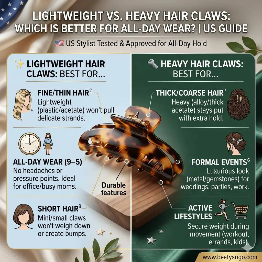 Lightweight vs. Heavy Hair Claws: Which Is Better for All-Day Wear? | US Guide - LioraCatcher